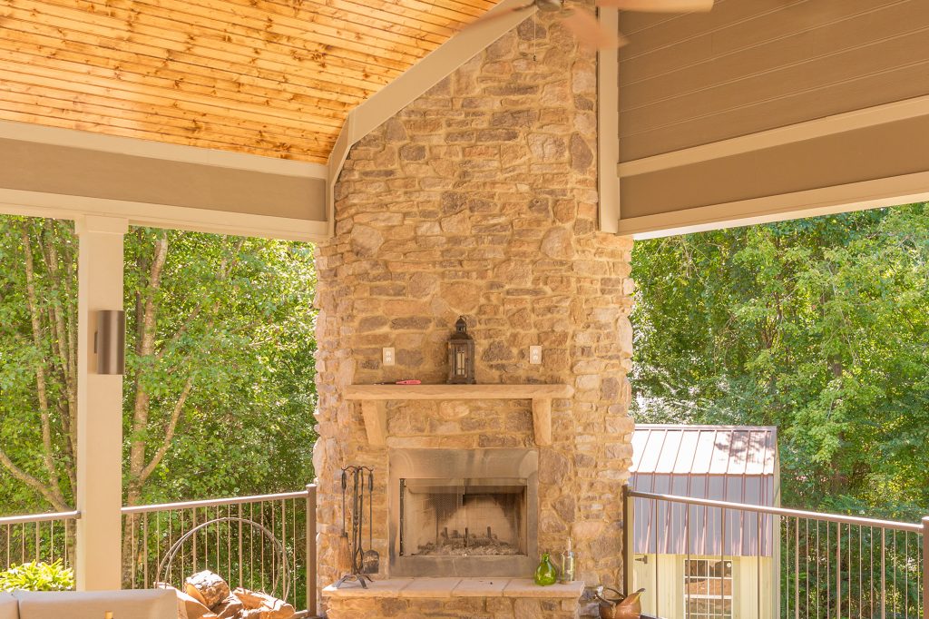 porch and outdoor fireplace chattanooga