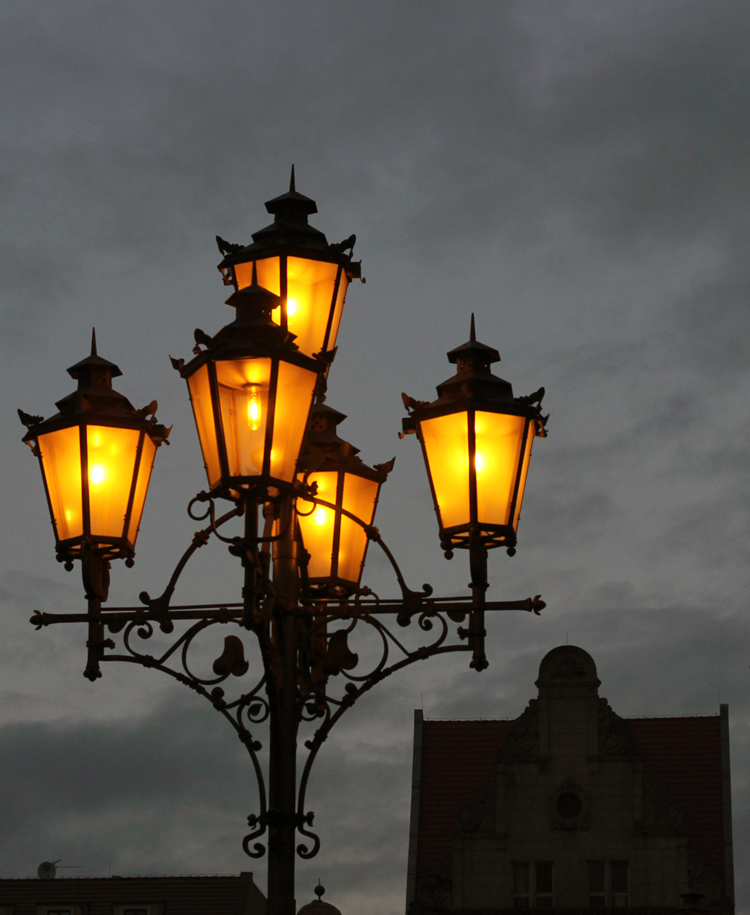 Night Gray Siding Street Lamp